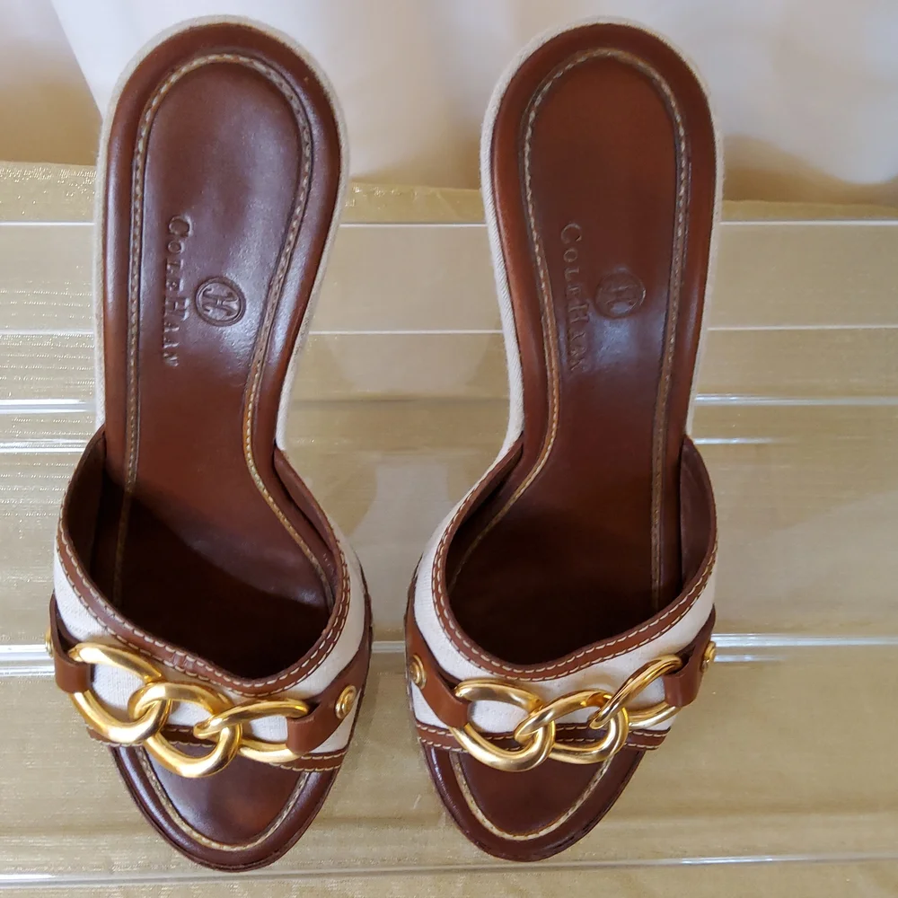 Cole Haan Slides with Chain Detail - Picture 4 of 14